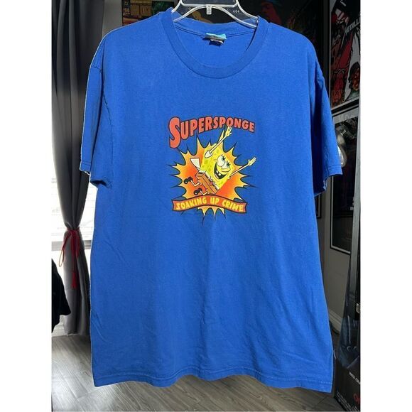 Vintage Y2K Spongebob Squarepants Soaking Up Crime Tee - Picture 1 of 5
